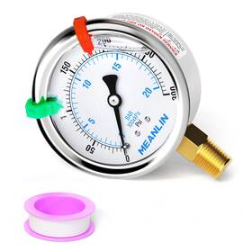 Xj-413 Meanlin Measure 300psi Liquid Filled Pressure Gauge 1/4 Npt 2.5 Face Dial Stainless Steel