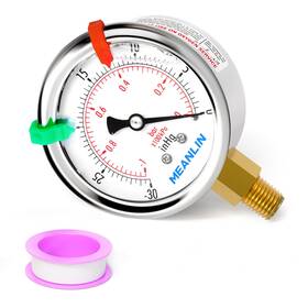 Xj-422 Meanlin Measure 30inhg 0psi Vacuum Pressure Gauge 1/8 Inch Npt 2.5 Face Dial Stainless Steel L