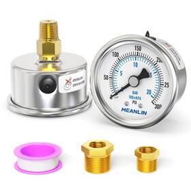 Xj-450-1 Meanlin Measure 300psi Dry Pressure Gauge Stainless Steel 1/4 Inch Npt 2 Face Dial Waterproof Xj-450-1 Meanlin Measure 300psi Dry Pressure Gauge Stainless Steel 1/4 Inch Npt 2 Face Dial Waterproof