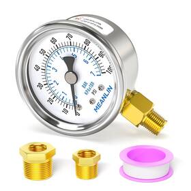 Xj-456 Meanlin Measure 100psi Dry Pressure Gauge Stainless Steel 1/8 Inch Npt 2 Face Dial Waterproof