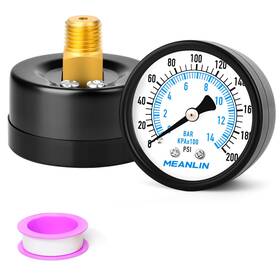Xj-499 Meanlin Measure 0-200psi Well Pump Pressure Gauge 1/4 Inch Npt 2 Face Dial For Air Compressor Ai