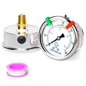 Xj-503 Meanlin Measure 60psi Liquid Filled Pressure Gauge 1/4 Inch Npt 2.5 Face Dial Sta