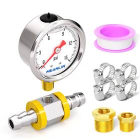 Xj-704 Meanlin Measure 0-15psi Stainless Steel Glycerin Filled Pressure Gauge 1/8 Inch Npt 1.5 Face Dia