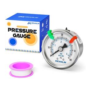 Xj-804 Meanlin Measure 60psi Dry Pressure Gauge Stainless Steel 1/4 Inch Npt 2 Face Dial Waterproof F