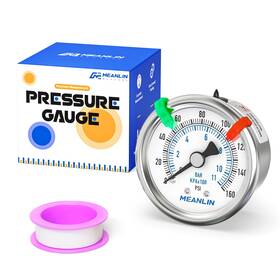Xj-806 Meanlin Measure 160psi Dry Pressure Gauge Stainless Steel 1/4 Inch Npt 2 Face Dial Waterproof