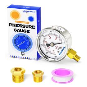 Xj-906 Meanlin Measure 30inhg 0psi Vacuum Gauge Stainless Steel 1/8 Inch Npt 2 Face Dial Waterproof Fo