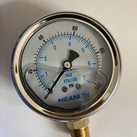 Xj-402 Meanlin Measures Glycerin Filled Pressure Gauge 1/4 Inch Npt X 2 1/2 Face Dia