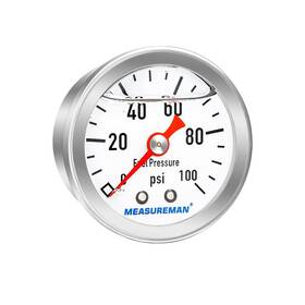 Measureman 313043080015 1-1/2 Inch Dial Size Liquid Filled Fuel Pressure Gauge 0-100psi