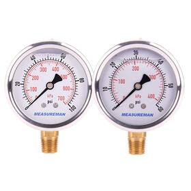 Measureman 445014446438 2-1/2 Inch Dial Size Glycerin Filled Pressure Gauge 0-100psi/kpa 304 S