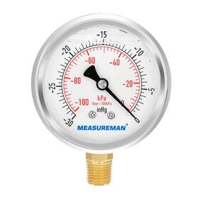 Measureman 445039773748 2-1/2 Inch Dial Glycerin Filled Stainless Steel Case Brass Inside 30in