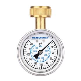 Measureman 711181520507 2-1/2 Inch Glycerin Filled Stainless Steel Water Pressure Test Gauge 3/4