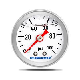 Measureman 716852764471 1-1/2 Inch Dial Size 304 Stainless Steel Case Liquid Filled Fuel Pressure Gauge