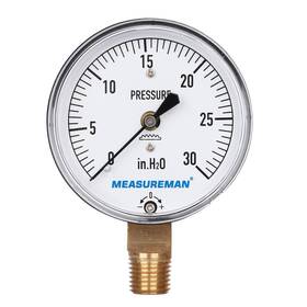 Measureman 716852764983 Diaphragm Type Capsule Low Pressure Gauge 21/2 Inch Dial 1/4 Npt Lower Mount Adjusta
