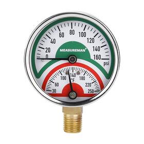 Measureman 727196927217 Tridicator Thermo-manometer 2-1/2 Inch 0-160psi/30-250 Deg F Stainless Steel Case