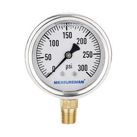 Measureman 727196927293 2-1/2inch Dial Size Glycerin Filled Plumbing Pressure Gauge 0-300psi Sta Inch