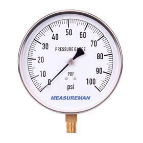 Ma001 Measureman 304 Stainless Steel Case Contractor Pressure Gauge 0-100psi 4-1/2 Inch Dial Siz