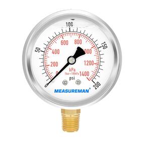 Ma035 Measureman 2-1/2inch Dial Size Liquid Filled Pressure Gauge 0-200 Psi
