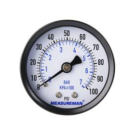 Ma050 Measureman 2 Inch Well Pump Pressure Gauge 0-100psi/bar 1/4 Npt Male With 1/2 Adapto