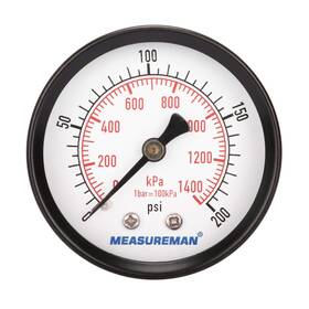 Ma053 Measureman Economic Dry Pressure Gauge Air Compressor 2 Inch Dial Size 1/4