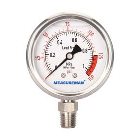 Ma054 Measureman Lead-free Glycerin Filled Reverse Osmosis Pressure Gauge 2-1/2 Inch Dial Size 1