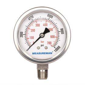 Ma056 Measureman 2-1/2 Dialglycerin Filled Hydraulics Pressure Gauge Stainless Ste