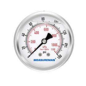 Ma060 Measureman 2-1/2 Inch Dial Size Glycerin Filled Pressure Gauge 0-160psi/kpa 304 Stainless St