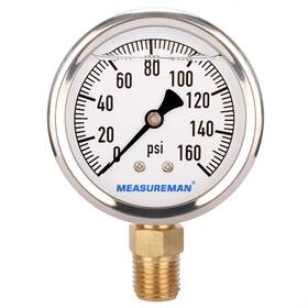 Ma066 Measureman Lead-free Glycerin Filled Pressure Gauge 0-160psi Rv Regulator Gau
