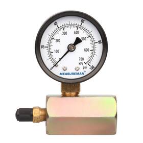 Ma069 Measureman 2 Inch Steel Gas Pressure Test Gauge Assembly 3/4 Fnpt Connection 0-100psi/kpa