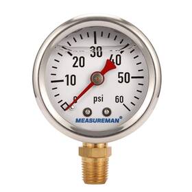 Ma081 Measureman 1-1/2 Inch Dial Size Glycerin Filled Fuel Pressure Gauge 304 Stainle