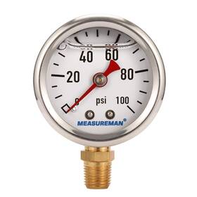 Ma082 Measureman 1.5 Inch Dial 304 Stainless Steel Liquid Filled Fuel Pressure Gauge 0-100psi 1/8