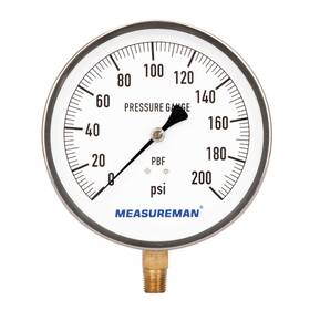 Ma092 Measureman 304 Stainless Steel Case Contractor Pressure Gauge 0-200psi 4-1