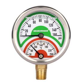 Ma098 Measureman Tridicator Thermo Manometer 2-1/2 Silicone Oil Filled 0-160psi 30-250 Deg F Stai