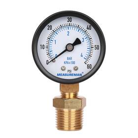 Ma116 Measureman 2 Inch Well Pump Pressure Gauge 0-60psi/bar 1/4 0-60 Psi