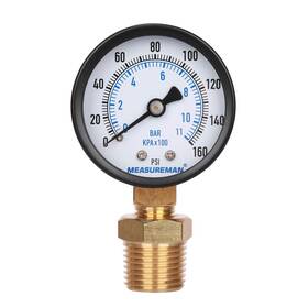 Ma117 Measureman 2 Inch Well Pump Pressure Gauge 0-160psi/bar 1/4 Npt Male With 1/2 Adaptor