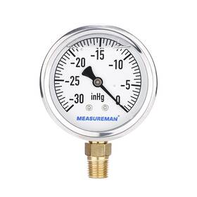 30inhg-0 Measureman Ma137 2-1/2inch Dial Size Glycerin Filled Plumbing Pressure Gauge Sta Inch