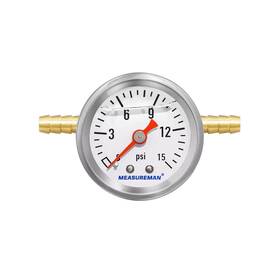 Ma172 Measureman 1.5 Inch Dial Fuel Pressure Gauge 0-15psi Stainless Steel Liquid Filled