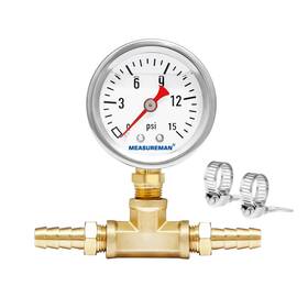 Ma173 Measureman Fuel Pressure Gauge Kit 0-15psi Stainless Steel Glycerin Filled 1-1/2 Inch Dial