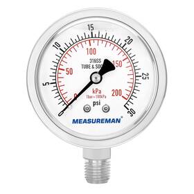 Ma179 Measureman Fully Stainless Steel Hydraulic Glycerin Filled Pressure Gauge 2-1/2