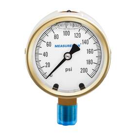 Ma188 Measureman Fully Brass Hydraulic Glycerin-filled Pressure Gauge 2-1/2 Inch Dial 1/4 Npt L