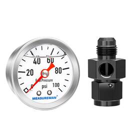 Ma195 Measureman 0-100psi Stainless Steel Glycerin Filled Fuel Pressure Gauge 1-1/2 Inch Dial Siz