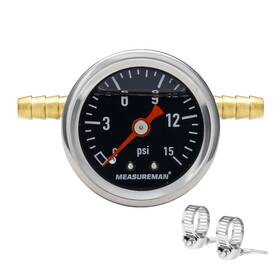 Ma197 Measureman Fuel Pressure Gauge Kit 0-15psi Stainless Steel Glycerin Filled 1