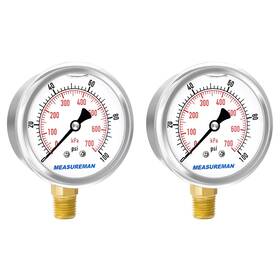 Ma198 Measureman 2-1/2 Inch Dial Size Glycerin Filled Pressure Gauge 0-100psi/kpa 304 Stainless