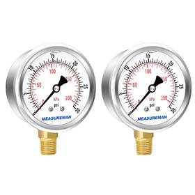 Ma200 Measureman 2-1/2 Inch Dial Size Glycerin Filled Pressure Gauge 0-30psi/kpa 304 Stainless Ste