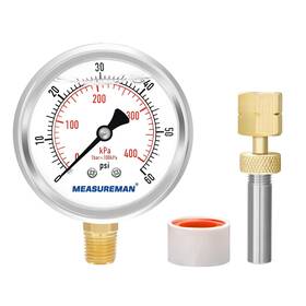 Ma229 Measureman 0-60psi/kpa Liquid Filled Pressure Gauge With Brass Adaptor 1/4npt Fema