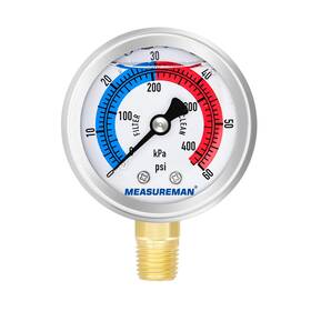 Ma232 Measureman 2 Inch Dial Size Glycerin Filled Pool Filter Pressure Gauge 304 Stainless Steel