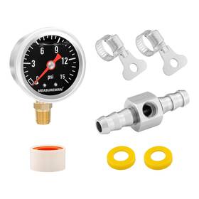 Ma244 Measureman 0-15 Psi Glycerin Filled Fuel Pressure Gauge 1.5 Inch Dial 304 Stainless Steel
