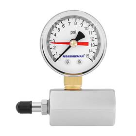 Ma245 Measureman 2 Inch Air Pressure Gauge 0-15 Psi Black Steel Case Red Memory Pointer Brass