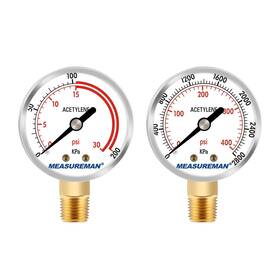 Ma303 Measureman Low And High Pressure Gauges For Acetylene Regulator 0-30 Psi 0-400 - 2