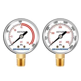 Ma304 Measureman Low And High Pressure Gauges For Acetylene Regulator 0-30 Psi 0-400 - 2