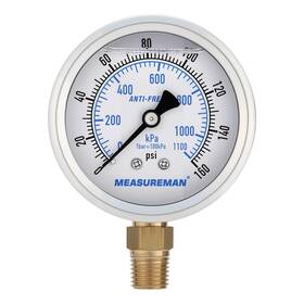 Ma339 Measureman 2-1/2 Inch Industrial Air Gauge 0-160 Psi Silicone Oil Filled